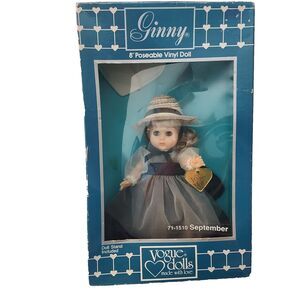 Vintage 1986 VOGUE GINNY VINYL 8” DOLL WITH STAND September in Box